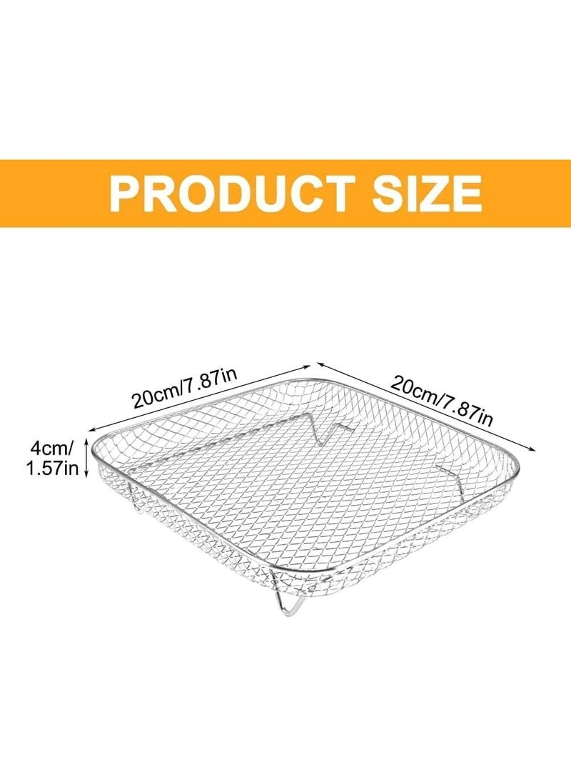 ChicAbode حامل تحميص الهواء المربع، حامل تحميص الهواء متعدد الطبقات من الفولاذ المقاوم للصدأ بثلاث طبقات مع مصيدة مضادة للاشتعال، إكسسوارات تحميص الهواء من الفولاذ المقاوم للصدأ (فضي) - Image 2